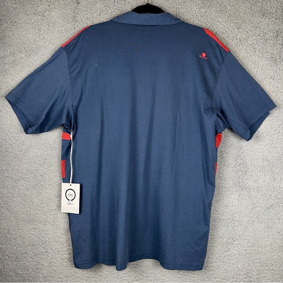 Radmor Shirt Mens Large True Blue/Burn Crosby Reverb Print Cotton Golf Polo NWT - Picture 4 of 10